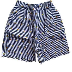 Vintage 90s Preppy Preston & York Sport High Waisted Blue White Striped Shorts